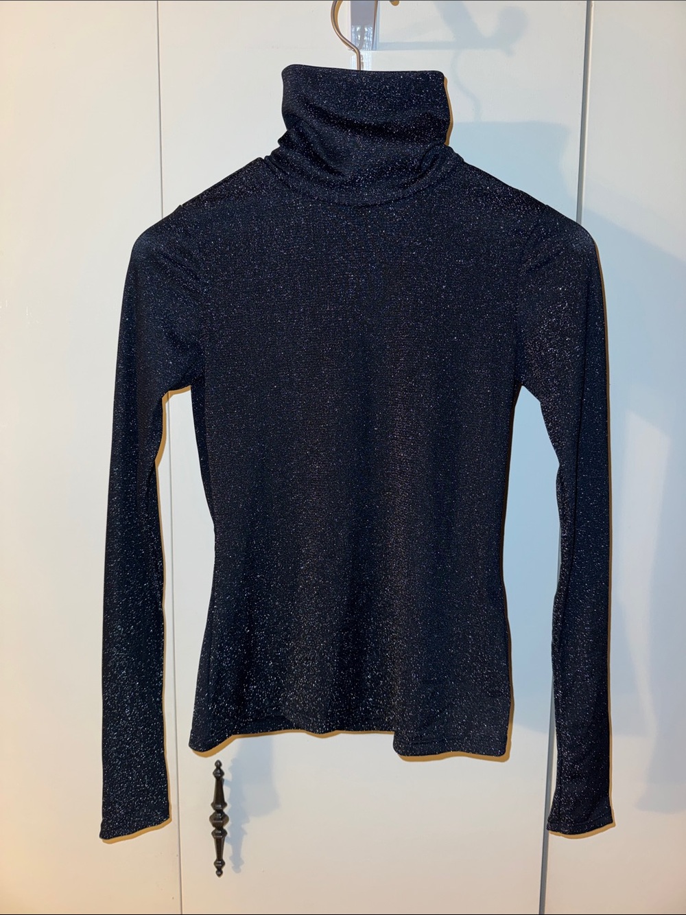Black Sparkle Turtleneck Long Sleeve Top